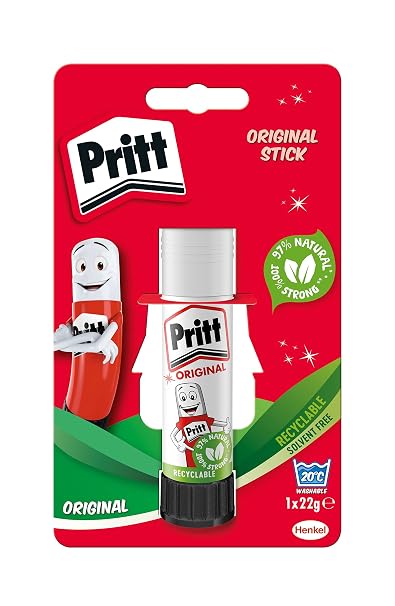 Pritt Glue Stick, Safe & Child-Friendly Craft Glue for Arts & Crafts Activities, Strong-Hold Adhesive for School & Office Supplies, 1x22g Pritt Stick
