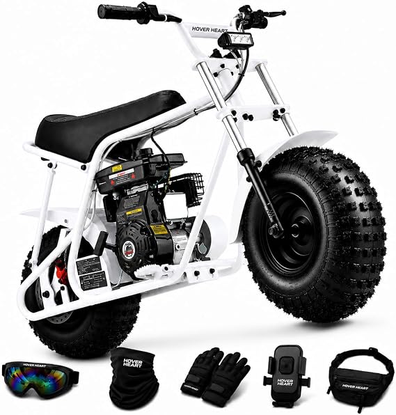 HOVER HEART Mini Dirt Bike,105cc 4-Stroke Gas Powered Mini Bike for Teens Adults,Off-Road Mini Dirt Bike with Fat Knobby Tires,Up to 30MPH,Rear Disc Brake,Support 220 LBS,90% Assembled