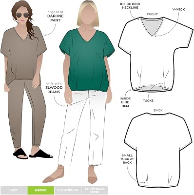 Style Arc Sewing Pattern - Daphne Woven Top Sizes 04-16