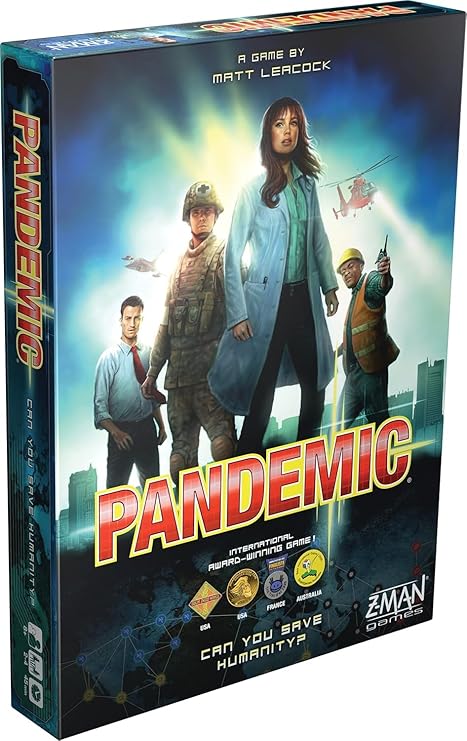 Pandemic Board Game - Cooperative Strategy for Adults & Families, Stop Global Disease Outbreaks, Adult Board Games, Teamwork & Strategy, Fun for Adults, 2-4 Players Ages 8+, 45-60 Minute Playtime | For team play, cure diseases before time runs out, Rewards planning and communication, Deep strategy with strong replay