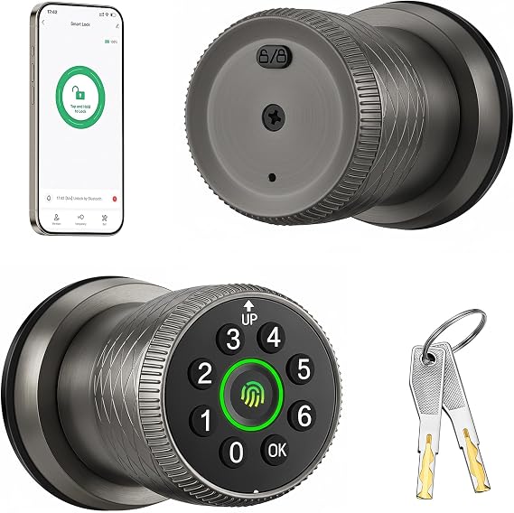 Fingerprint Keyless Entry Smart Lock, Keypad Door Lock with Handle