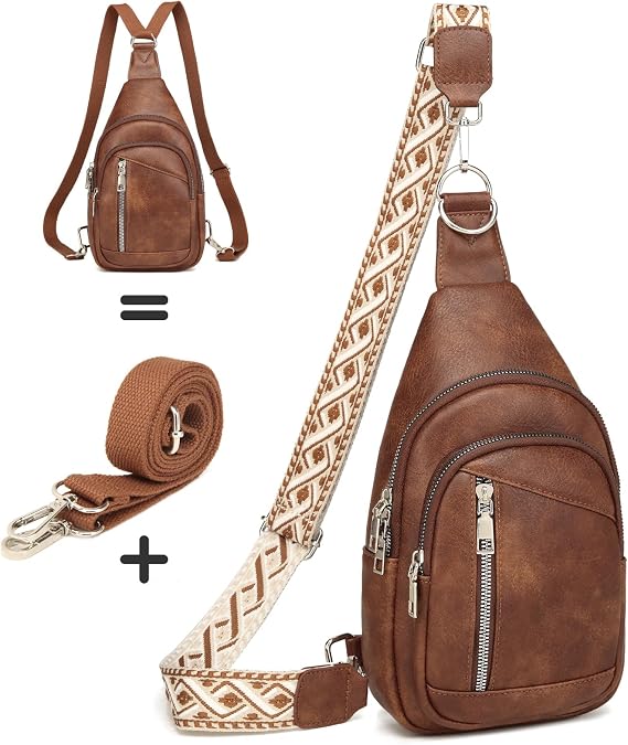 MYHOZEE Small Diaper Bag Crossbody Sling Purse for Women - 2 in 1 Leather Backpack with 2 Straps for Short Trips Work Daily