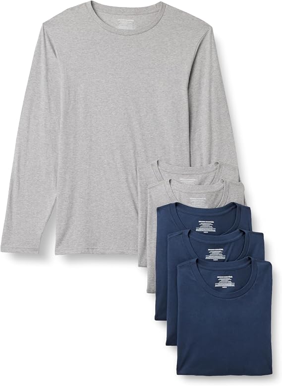 Amazon Essentials Men's Slim Fit Crewneck Undershirts, Pack of 6