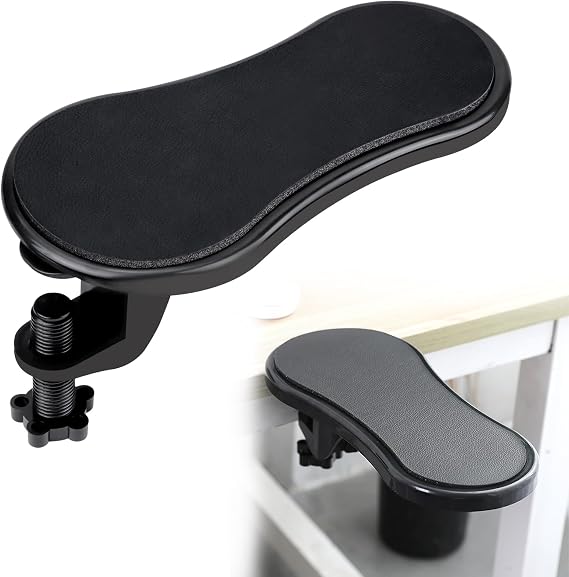 Computer Arm Rest for Desk, TACYKIBD Ergonomic Arm Rest Extender, Adjustable Wrist Rest Rotating Computer Arm Support Pad for Elbow Keyboard Mouse Table Office Chair Desk Black