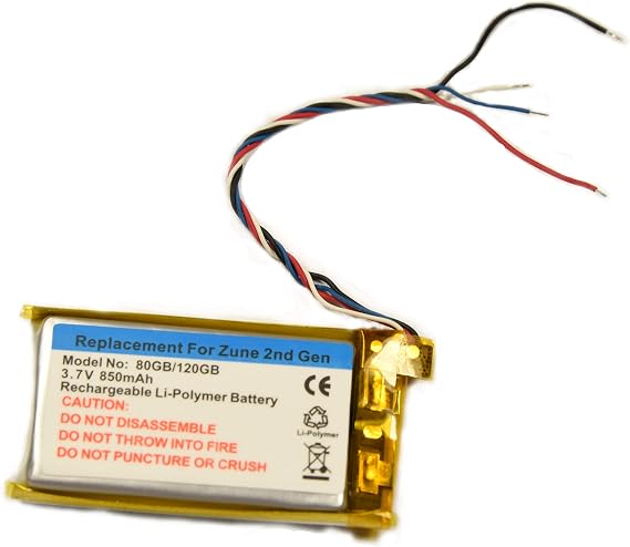 Replacement Battery for Microsoft Zune 80gb 120gb 2nd Gen 850mAH Repair Part (Battery ONLY no Tool)