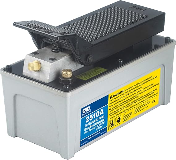 OTC 2510A 10,000 PSI Pedal Control Air/Hydraulic Pump | Ideal for Use with Rams, Presses, and Hydraulic Pullers