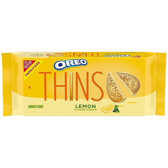 OREO Thins Lemon Creme Sandwich Cookies, Family Size, 11.78 oz