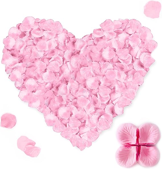 Rose Petals for Bedroom Red Rose Petals for Wedding Artificial Silk Rose Flowers for Confession, Anniversary, Birthday Decorations, Wedding with Hand Scattered Petals (1000, Pink)