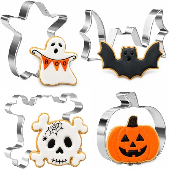 4 Pieces Halloween Cookie Cutter Set for Baking - Stainless Steel