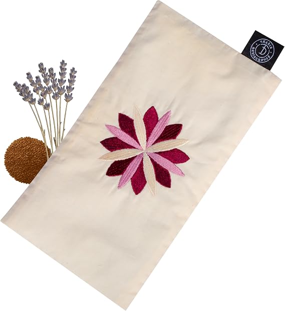 Tharie Organic Cotton Aromatherapy Eye Pillow with Flaxseed & Lavender, Hot & Cold Use, 23 x 13 cm