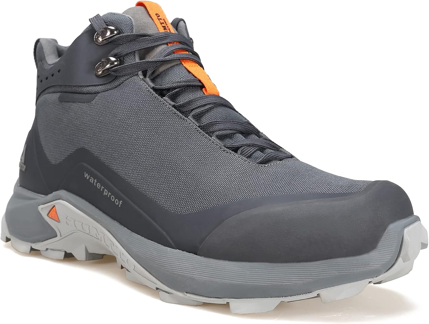 HUMTTO Mens All Terrain Waterproof Hiking Boots Lightweight Breathable Outdoor Ankle Boots Trekking Hiking Shoes, Grey, 7.5