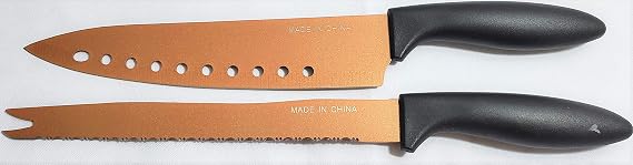 2 Piece Copper Knife Set with 8" Chef's Knife and 9" Serrated Knife