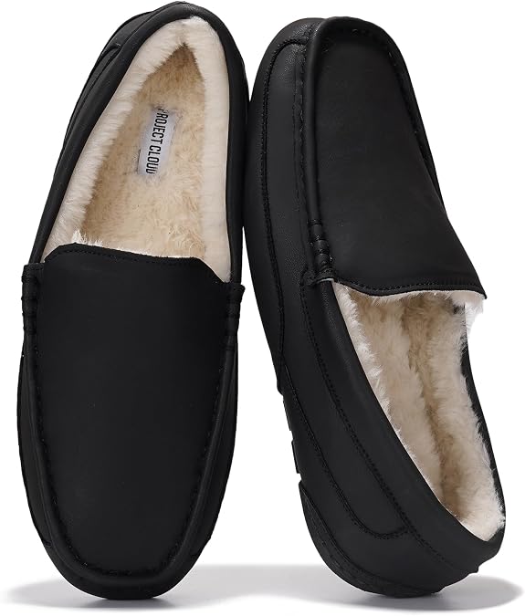 Project Cloud Mens 100% Genuine Leather Non Slip House Slippers(Oswin) | Memory Foam Insole Lightweight Shoes for Men Indoor Outdoor Footwear Comfortable Casual Everyday Travel Easy Wear All Day