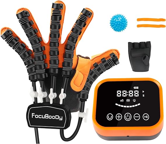 Rehabilitation Robot Gloves for Stroke Recovery Hemiplegia Finger Hand Function Rehabilitation Therapy Arthriti Glove (Left Hand, Size S)