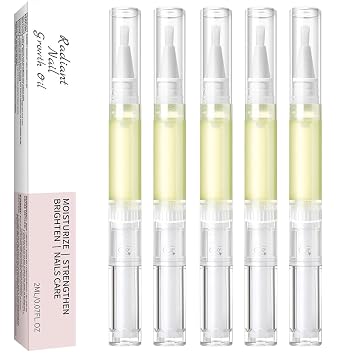 Cuticle Oil Pen Set, 5Pcs Nail Growth Oil Pen for Nails Repair, Cuticle Oil to Moisturize Skin, Nail Oil for Growth and Strength, Portable Cuticle Nail Care Tools for Home