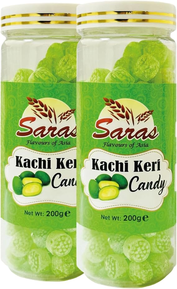 Saras Candy Kacchi Keri 200g (Pack of 2) | Raw Mango Flavoured Indian Candy | Tangy & Sweet Digestive Treat | Perfect Anytime Snack