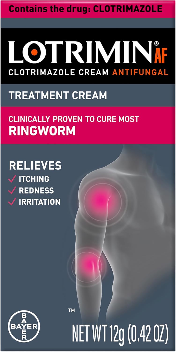 Lotrimin AF Ringworm Cream Clotrimazole 1% - Clinically Proven Effective Antifungal Cream Treatment of Most Ringworm, For Adults and Kids Over 2 years, .42 Ounce 12 Grams