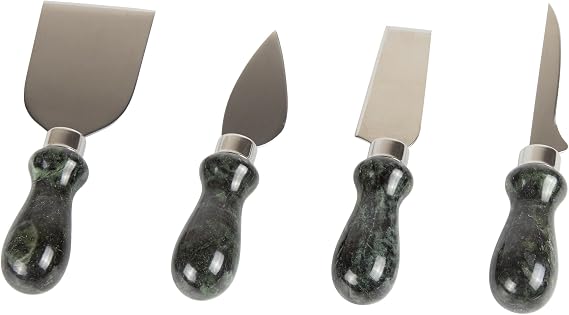 Creative Home Natural Green Marble Handle Cheese Knife Set, 4 Pieces