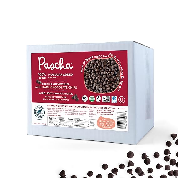 Pascha 100% Cacao Mini Dark Chocolate Chips - Organic, Vegan, 10lb