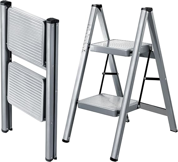 XinSunho 2 Step Ladder, Steel Folding Step Stool with 330lbs Heavy Duty