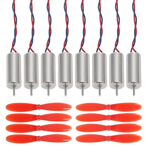 716 Coreless Motor 2 Sets 3.7V 7x16mm Motor 19000KV 45000 RPM Brushed Motors with 55mm CW CCW Propeller for Micro FPV Tiny Whoop RC Quadcopter Drone Motor