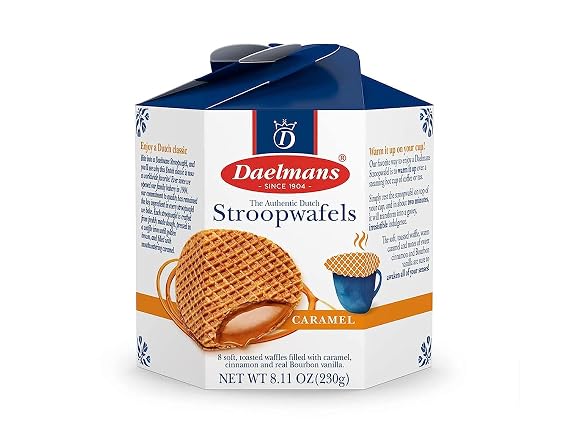 DAELMANS Caramel Stroopwafels - Authentic Soft Toasted Dutch Waffles, Cinnamon, Bourbon Vanilla, Certified Kosher Dairy - 8.11 Ounce (Pack of 1)