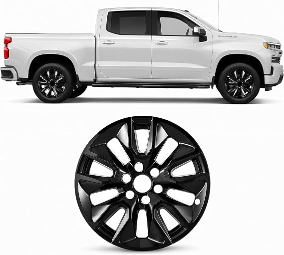 20 Inch Wheel Skins Compatible with 2019-2024 Chevy Silverado 1500, 2021-2023 Tahoe and 2021-2024 Suburban, Wheel Covers for Factory Alloy Wheels, Set of 4