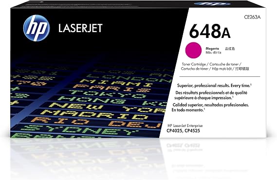 HP 648A Magenta Toner Cartridge | Works Color LaserJet Enterprise CP4025, CP4525 Series | CE263A