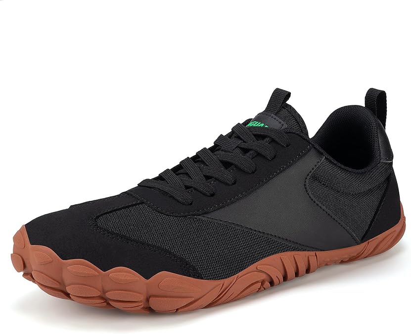 SAGUARO Wide Toe Box Minimalist Shoes for Men and Women, Zero Drop Trail-Runner Barefoot Sneakers Black 8.5 Women/6.5 Men