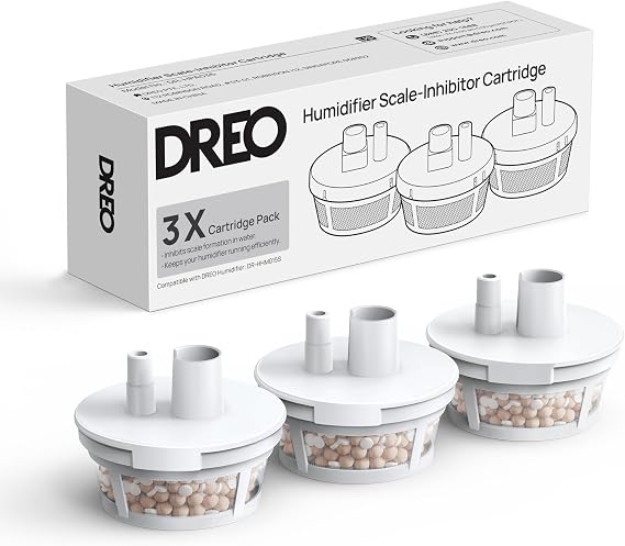 DREO Scale-Inhibitor Cartridge 3-Pack for Humidifier HM755S, Prevent Mineral Buildup, Triple-Layer Tech, Extend Humidifier Life, Safe Material