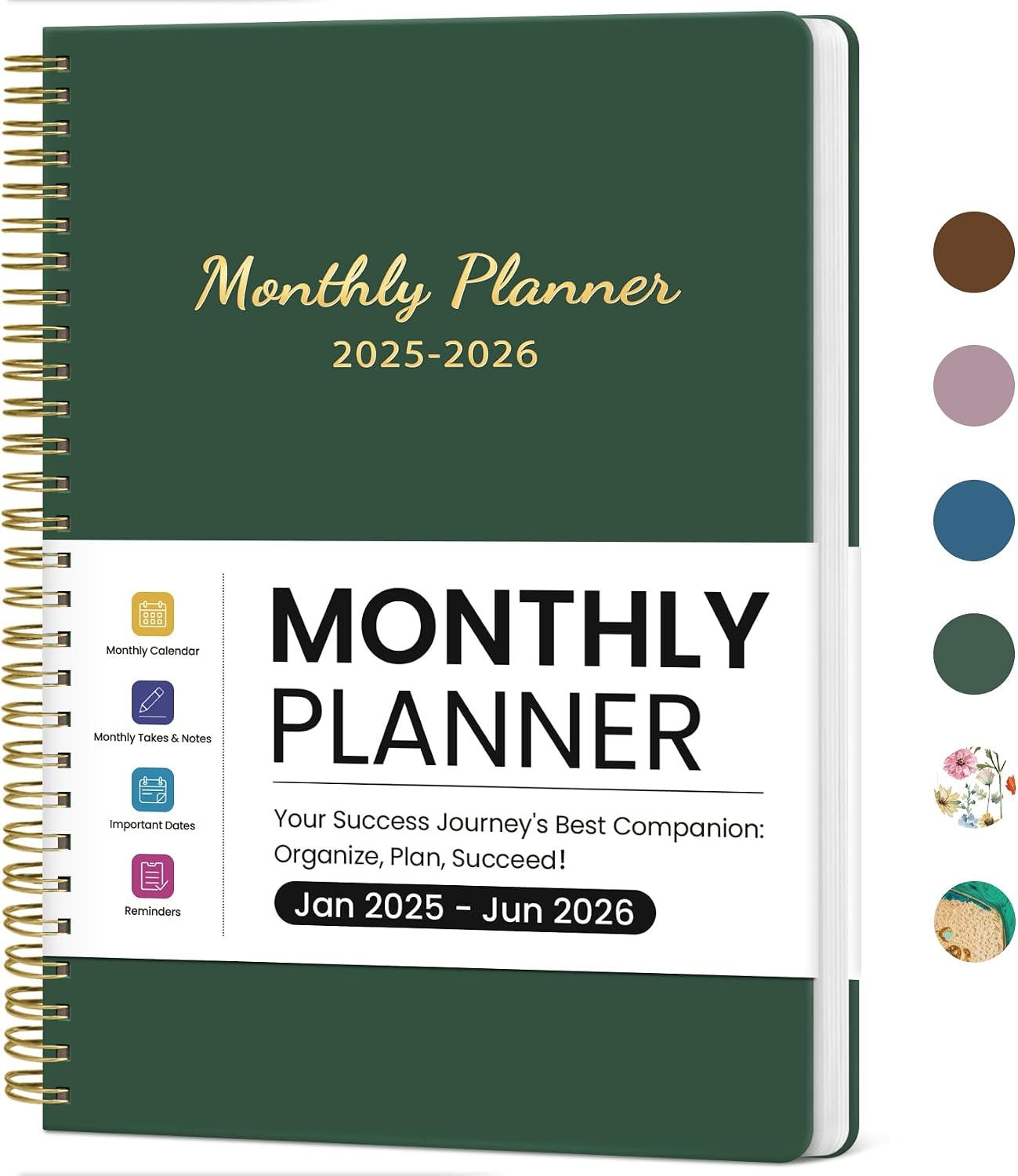 Monthly Planner 2025-2026, 18 Months Planner Calendar 2025-2026, January 2025 - June 2026, 7 x 10, 25-26 Monthly Calendar Planner, Ideal for School Office Home Planning - Forest