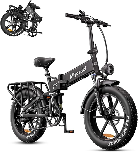 Miyazaki Folding Electric Bike for Adults, Space Aluminum Frame,1000/1500w Brushless Motor Foldable Ebike, 48v16/17.5ah Removable Battery,20"X4.0" Fat Tire Electric Bicycle, Hydraulic Oil Brake