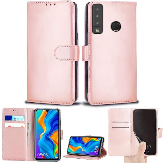 Huawei P30 Lite Case, Leather Wallet with Flip Cover, Credit Card Pockets and Stand Compatible with Huawei P30 Lite (Rose Gold)
