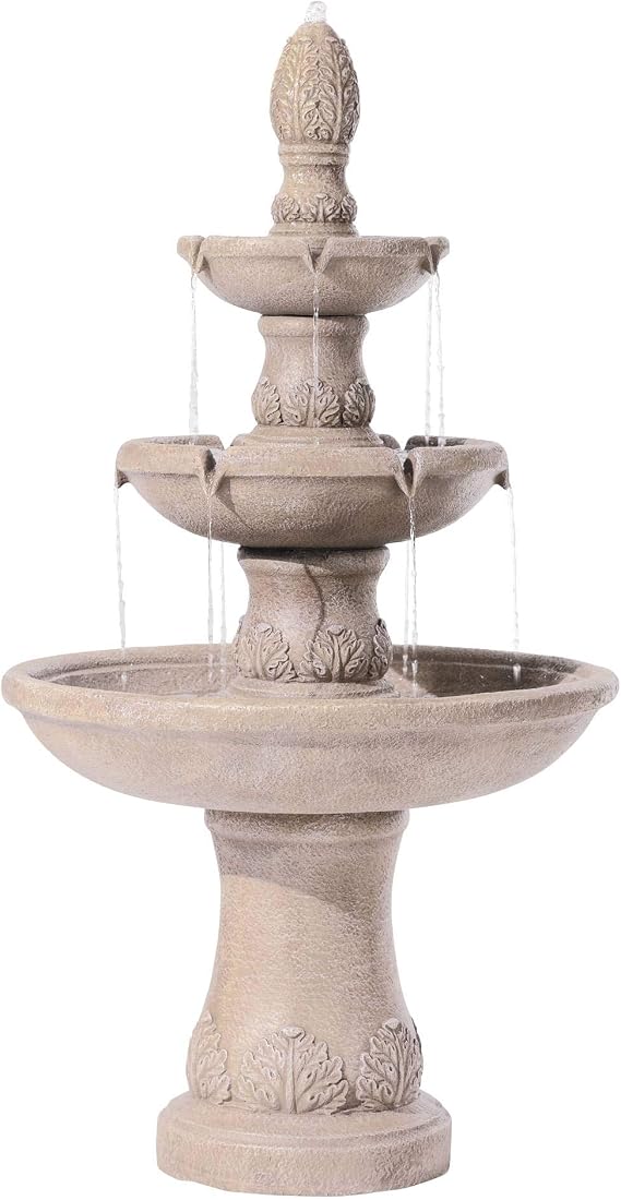 John Timberland Domanico 57" Large 3-Tier Sandstone Finish Outdoor Fountain