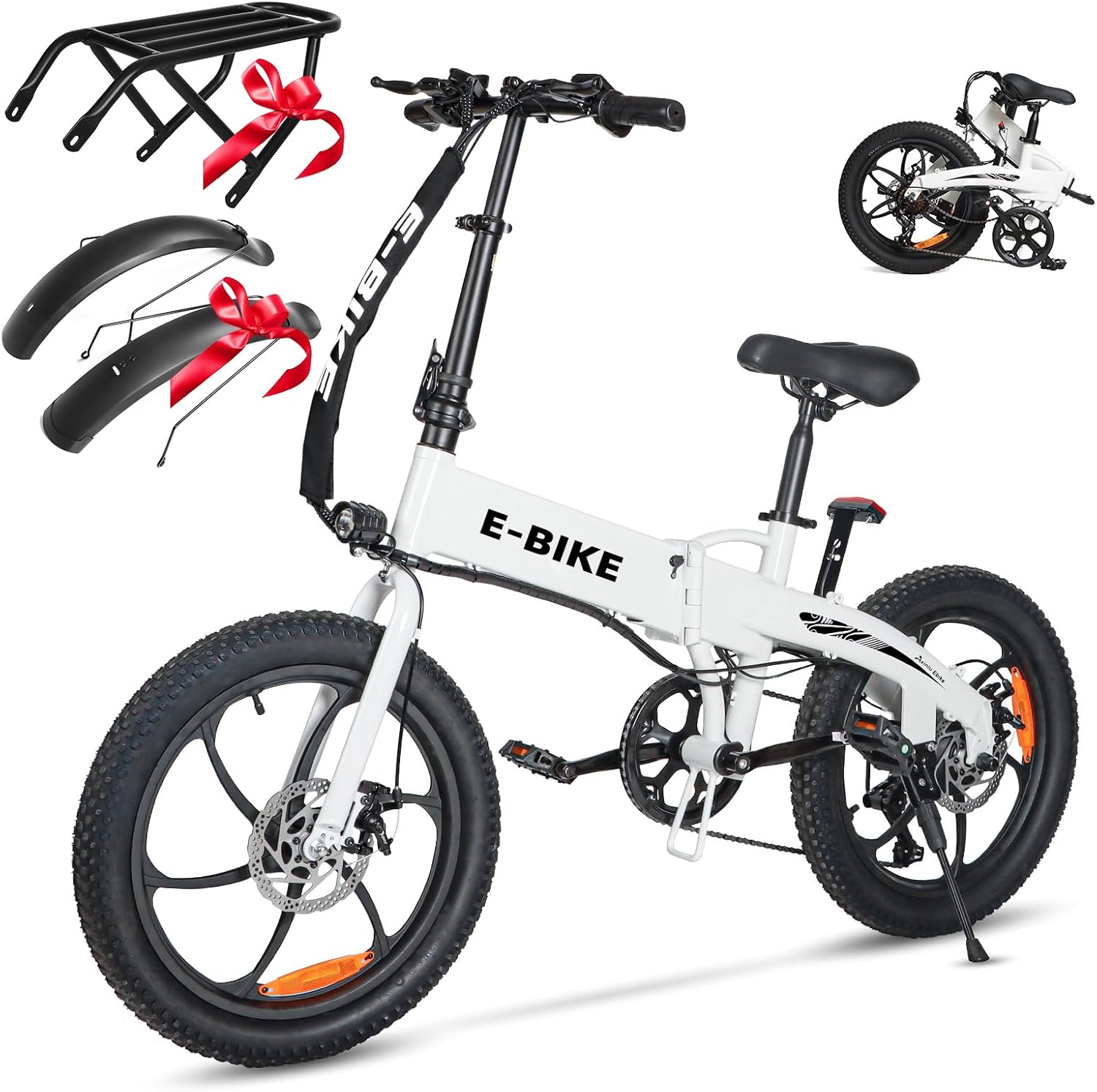 20 Folding Electric Bike for Adults | Lightweight Foldable Electric Bicycle - Weighs Only 45lbs | Peak 750W Brushless Motor | 45 Mile Range | 21mph Speed - Class 2 Fat TIre Ebike