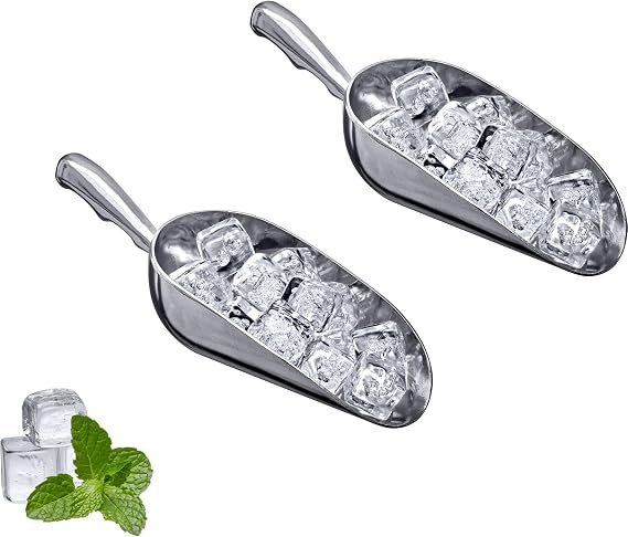 Elsa - 24-Ounce Aluminum Ice Scoops (Set of 2), Cast Aluminum Utility Scoops, Food-Grade, Good for Home and Commercial Use, NOT Dishwasher-Safe, Hand-Wash Recommended
