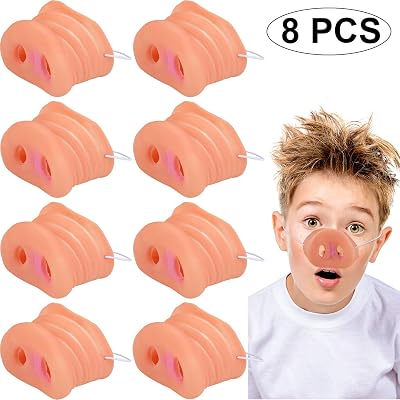 Gejoy 8 Pieces Pig Noses for Kids Novelty Pig Snout Cosplay Mask with Elastic Band for Kids Halloween Birthday Party Supplies
