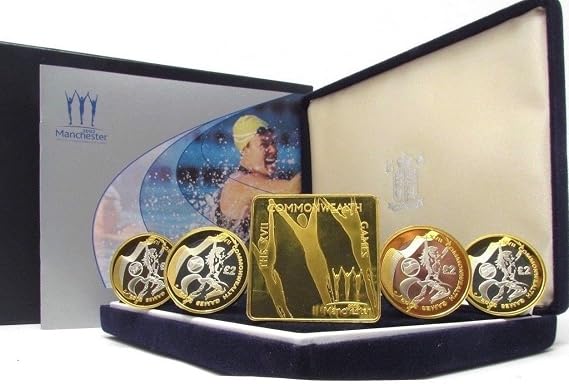 2002 Commonwealth Games Silver Proof £2 x 4 Coin Set Box COA,