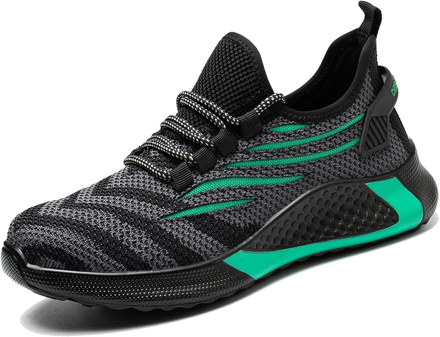 Kezhiho Steel Toe Work Shoes for Men Lightweight Comfortable Slip Resistant Puncture Proof Safety Shoes Breathable Indestructible Construction Industrial Sneakers