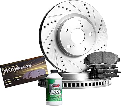 Hart Brakes Front Rear Brakes and Rotors Kit |Front Rear Brake Pads| Brake Rotors and Pads| Semi Metallic Brake Pads and Rotors| Hardware Kit - RBBC.54030.42