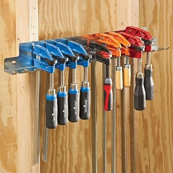 Rockler F-Clamp Rack for Wood Clamps (24-3/8), Rack Helps to Store Heavy Duty Clamps Galvanized Steel Clamp Rack Store Clamps up to .30 Wide - Workshop Organizers and Storage