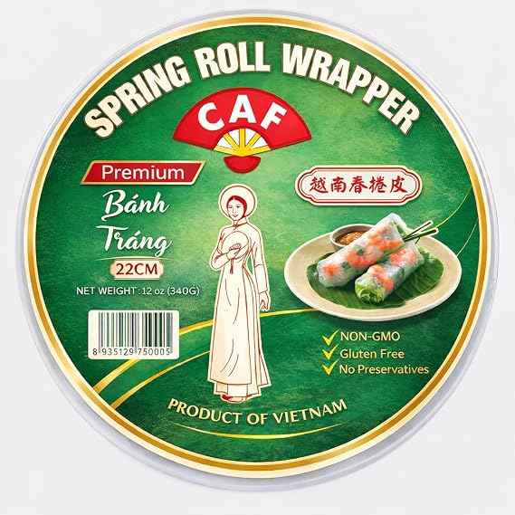 Premium Spring Roll Wrapper, Non-GMO Rice Paper, Spring Roll Wrappers (12oz) 22cm