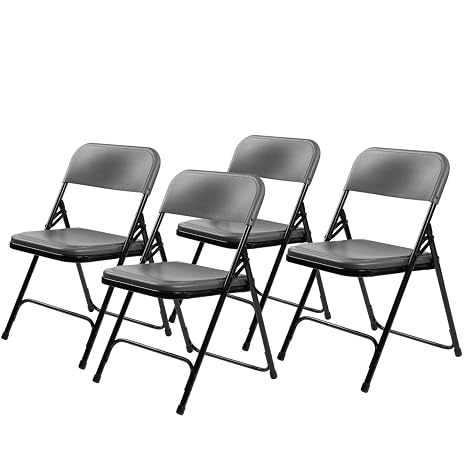 National Public Seating Plastic Portable Folding Chairs 800 Series Premium Lightweight Foldable Chairs for Indoor & Outdoor, Set of 4 Comfortable, Durable, Institutional-Grade, Charcoal