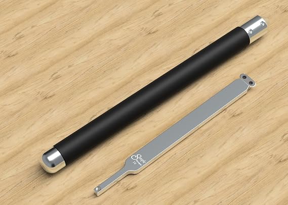 Simple Scraper IV 12" long carbide scraper for deeper hollowing, flat bottom wood turned boxes & bowls, USA Made (with Handle, Negative Rake Oval Cutter)