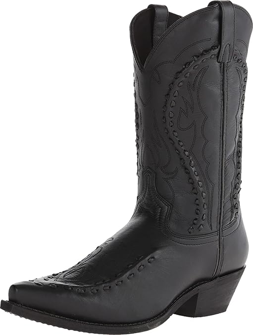 Laredo Mens Laramie Embroidered Snip Toe Pull On Dress Boots Mid Calf - Black