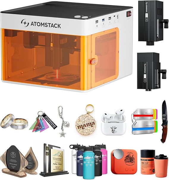 ATOMSTACK P1 5W Laser Engraver Dual, 5W Diode, 1.2W Infrared Laser, Unibody Laser Engraving Machine, 10000 mm/min, 5000mW Diode for Beginners DIY, Wood, Leather, Acrylic, Metal, Class 1 Safe