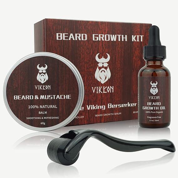 Beard Growth Kit for Men with Derma Roller - Rapid Growth & Thickening