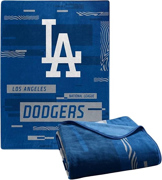 Northwest Extra Large Oversized Plush MLB Digitize Raschel Throw Blanket, 60" x 80" (Los Angeles Dodgers)