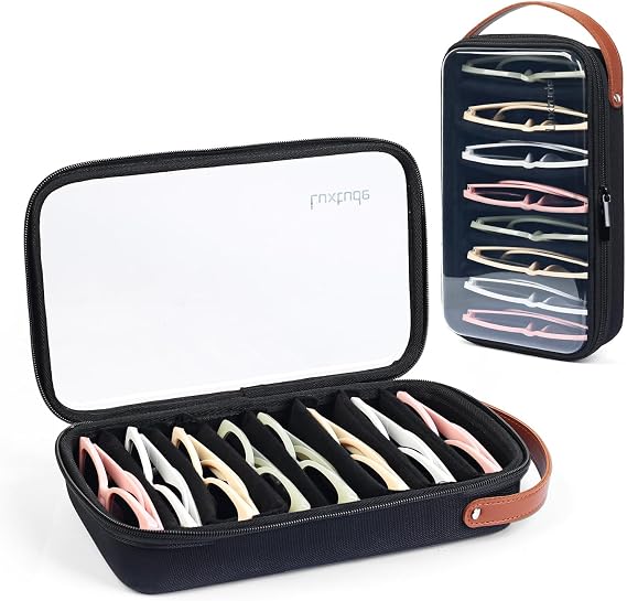 Travel Sunglasses Organizer Case, Clear Sunglasses Travel Case | Glasses Case Multiple Pairs with Adjustable Slots, Hard Shell Sunglass Storage Organizer for Women Men/Camping/Beach etc.