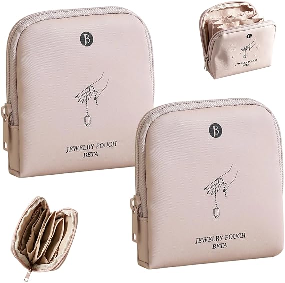 2 Pcs Jewellery Box for Women, Small Travel Jewellery Organiser Storage Case (Pink)